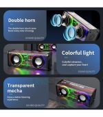 V8 Transparent Mecha Bluetooth Speaker | RGB Light, Hi-Fi Sound & Portable Wireless Speaker - Image 2