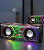 V8 Transparent Mecha Bluetooth Speaker | RGB Light, Hi-Fi Sound & Portable Wireless Speaker - Image 4